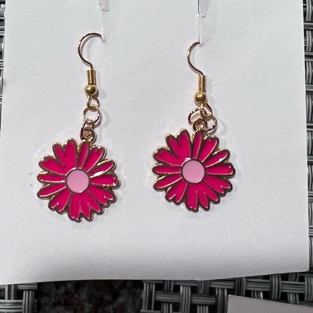 Pink Flower Earrings